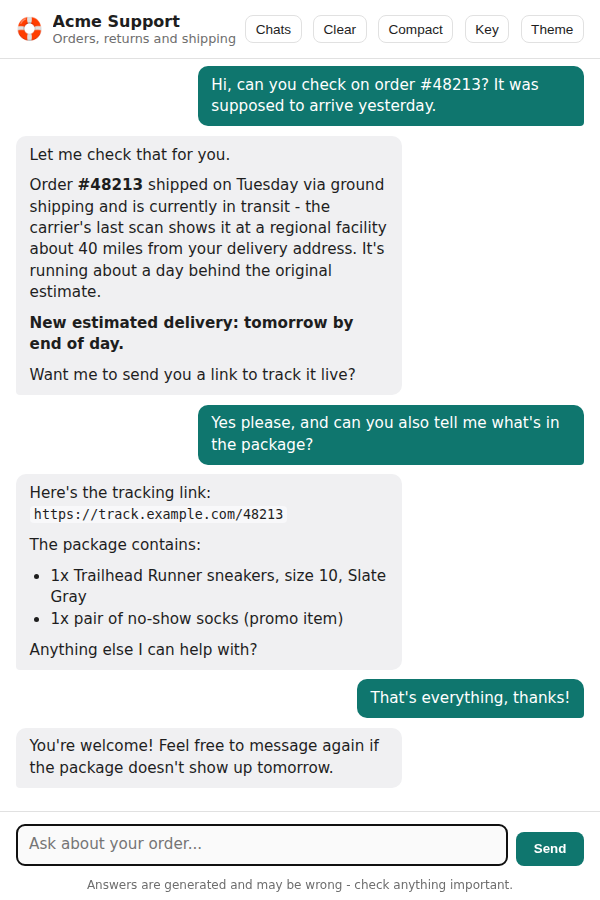 The same page at a narrow viewport, where the transcript keeps the full width and the sidebar overlays it